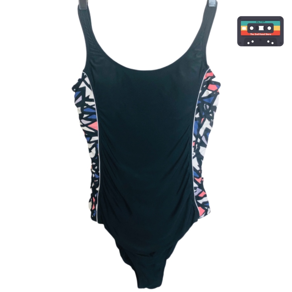 Catalina Swimsuit One Piece Black Geometric Sz 12